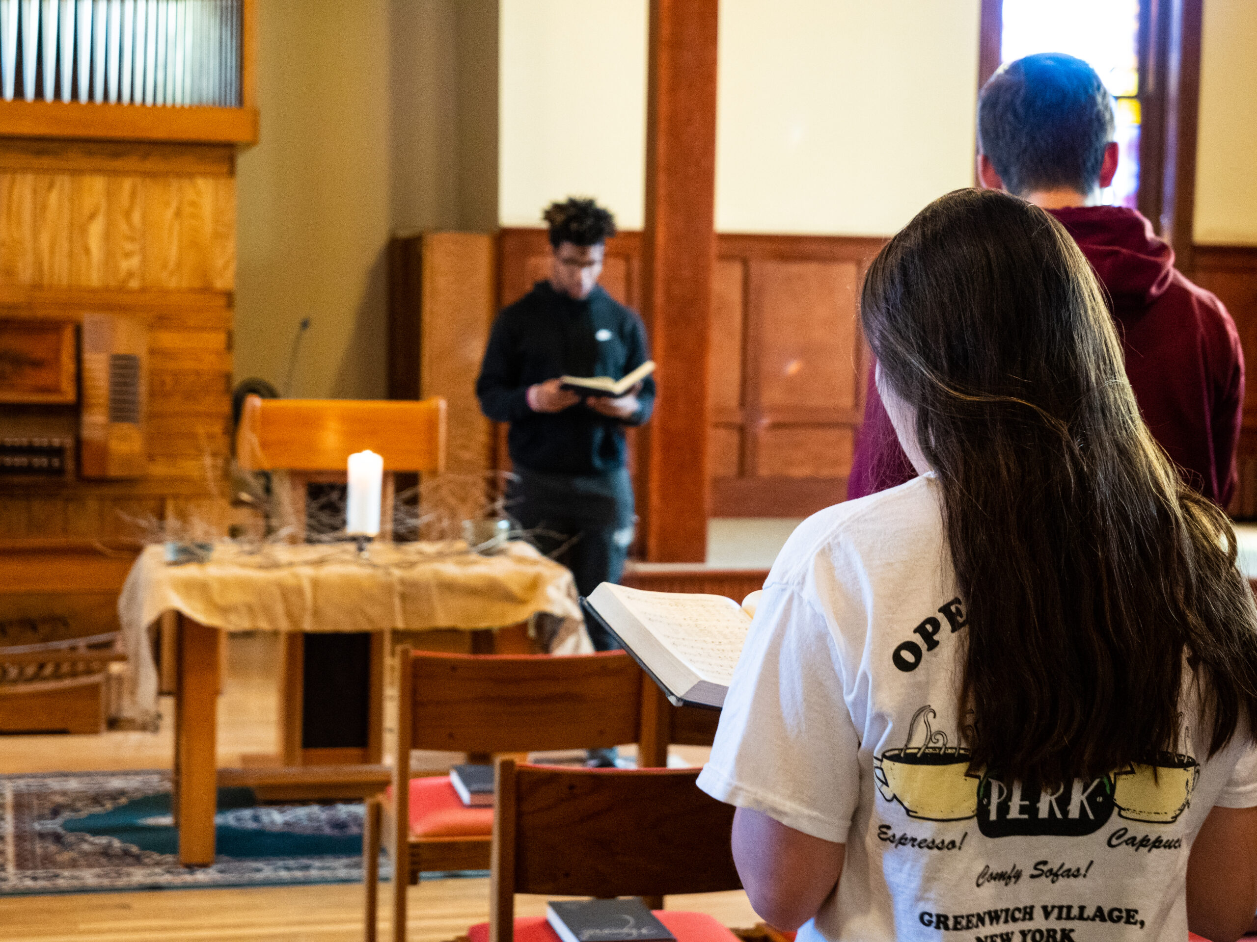 Bethel student chaplain leading chapel